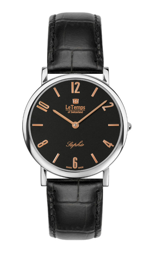 Zafira Slim Unisex Uhr mit silbernem Lederarmband – Saphirglas