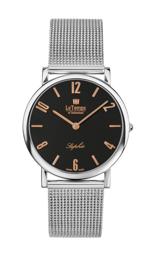 Zafira Slim Unisex Uhr mit silbernem Milanaisearmband – Saphirglas