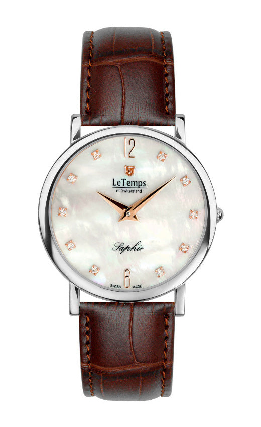 Zafira Slim Unisex Uhr mit silbernem Lederarmband – Saphirglas