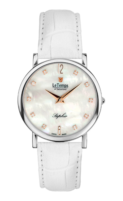Zafira Slim Unisex Uhr mit silbernem Lederarmband – Saphirglas