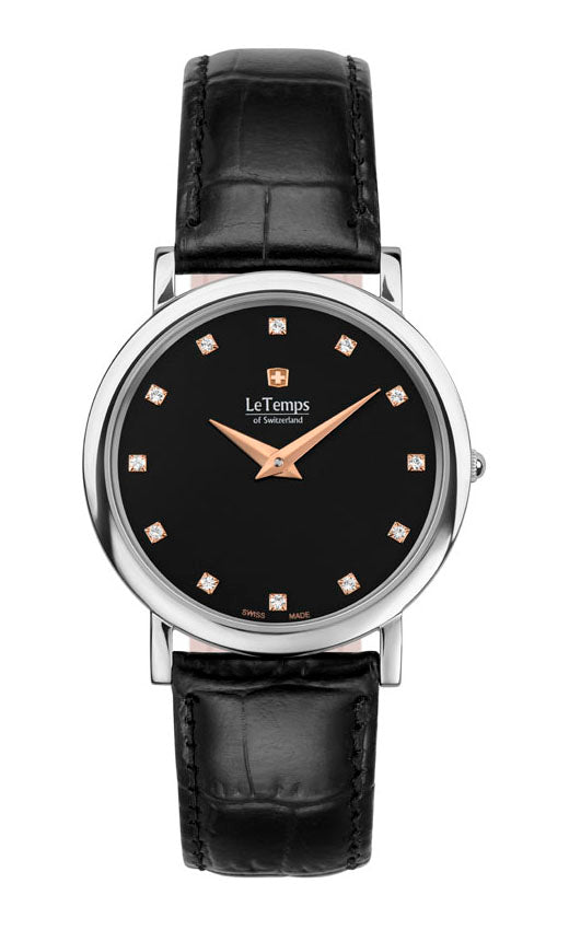 Zafira Slim Unisex Uhr mit silbernem Lederarmband – Saphirglas