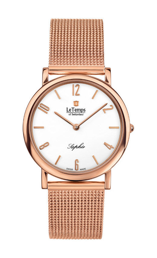 Zafira Slim Unisex Uhr mit goldenem Milanaisearmband – Saphirglas