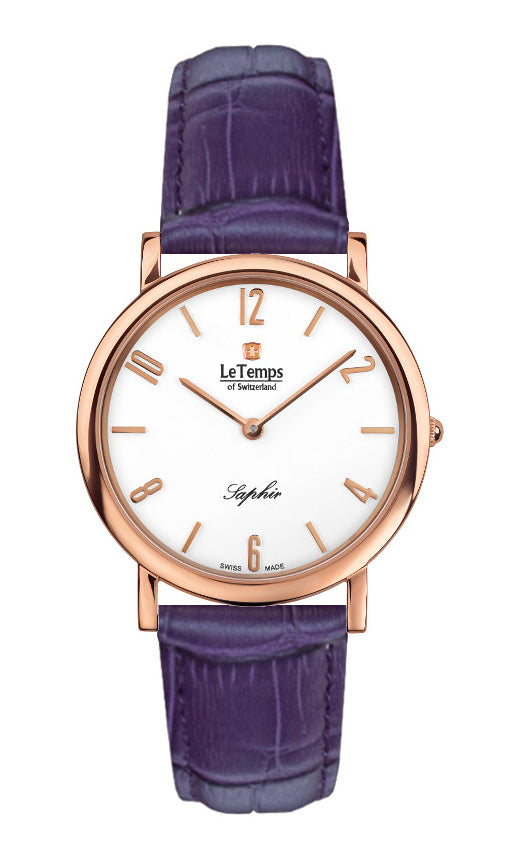 Zafira Slim Unisex Uhr mit goldenem Lederarmband – Saphirglas