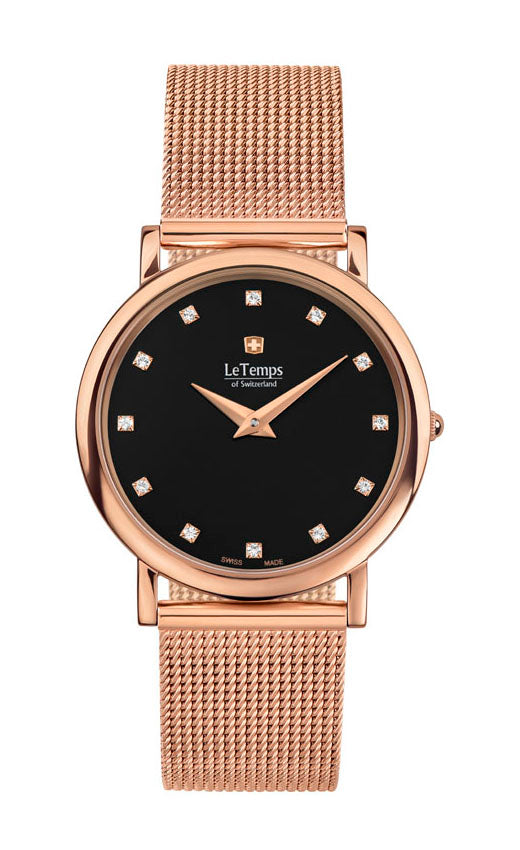 Zafira Slim Unisex Uhr mit roségoldenem Milanaisearmband – Saphirglas