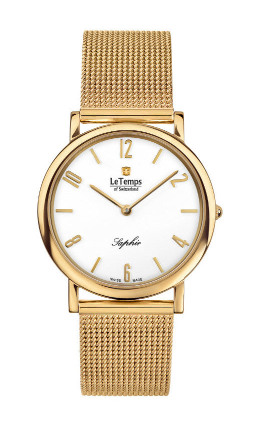 Zafira Slim Unisex Uhr mit vergoldetem Milanaisearmband – Saphirglas