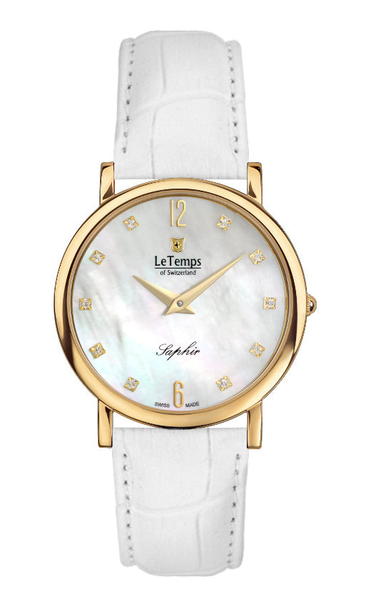Zafira Slim Unisex Uhr mit vergoldetem Lederarmband – Saphirglas