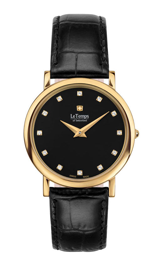 Zafira Slim Unisex Uhr mit vergoldetem Lederarmband – Saphirglas
