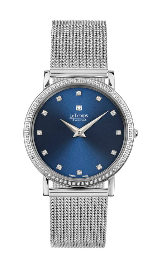 Zafira Slim Swarovski Unisex Uhr mit silbernem Milanaisearmband