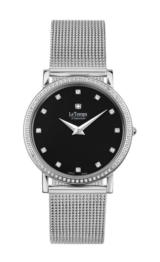 Zafira Slim Swarovski Unisex Uhr mit silbernem Milanaisearmband