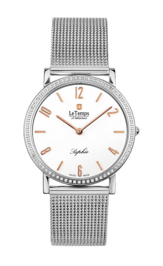 Zafira Slim Swarovski Unisex Uhr mit silbernem Milanaisearmband