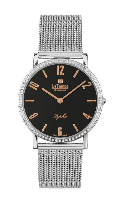 Zafira Slim Swarovski Unisex Uhr mit silbernem Milanaisearmband