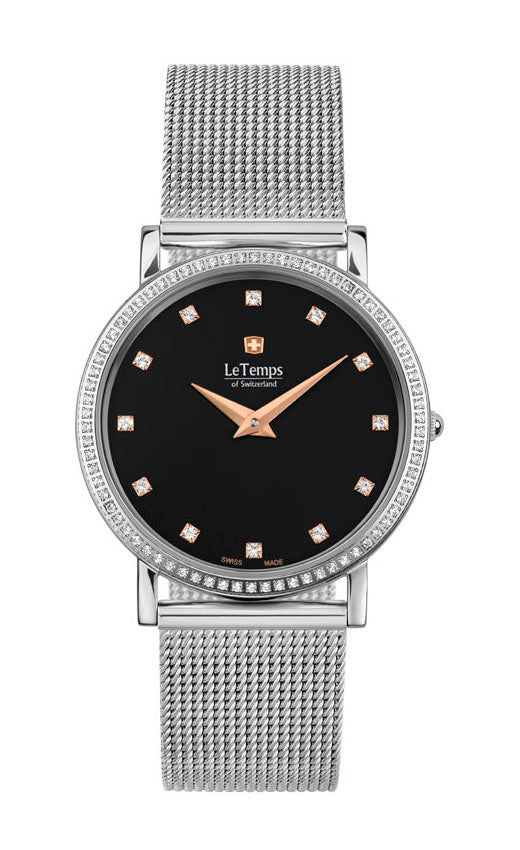 Zafira Slim Swarovski Unisex Uhr mit silbernem Milanaisearmband