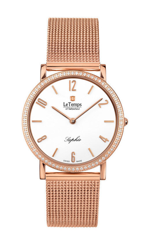 Zafira Slim Swarovski Unisex Uhr mit goldenem Milanaisearmband