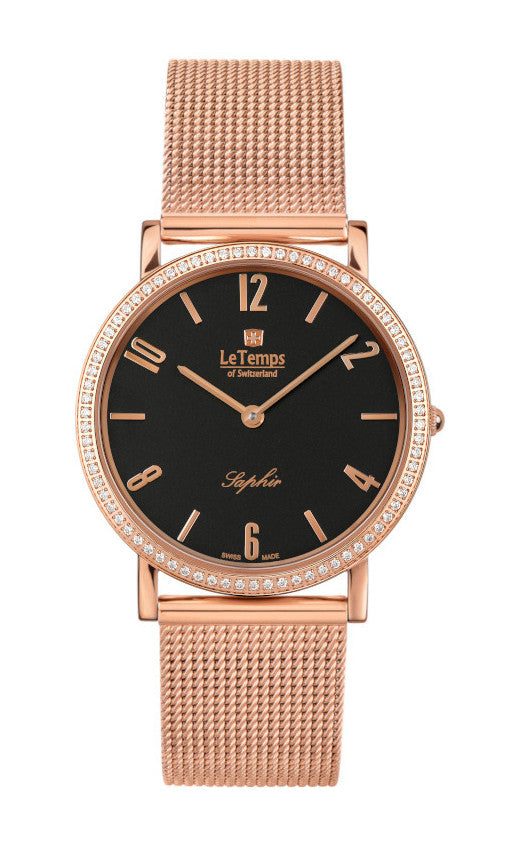 Zafira Slim Swarovski Unisex Uhr mit goldenem Milanaisearmband
