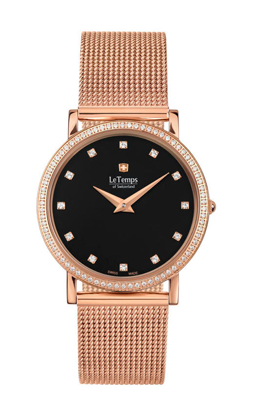 Zafira Slim Swarovski Unisex Uhr mit goldenem Milanaisearmband