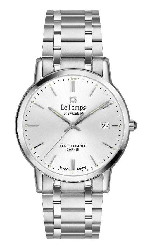 Flat Elegance Gent Herrenuhr mit silbernem Edelstahlarmband – Saphirglas