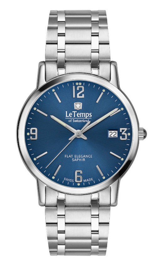 Flat Elegance Gent Herrenuhr mit silbernem Edelstahlarmband – Saphirglas