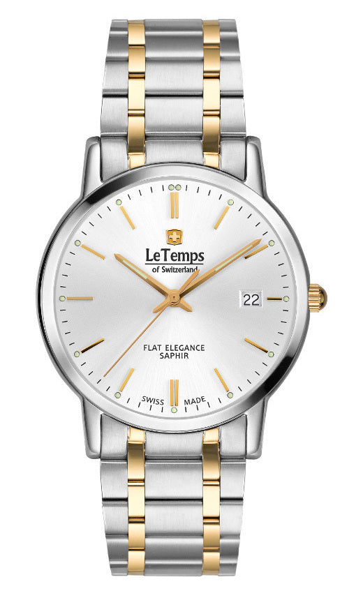 Flat Elegance Gent Herrenuhr mit vergoldetem Edelstahlarmband