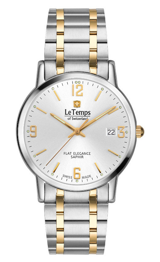 Flat Elegance Gent Herrenuhr mit vergoldetem Edelstahlarmband