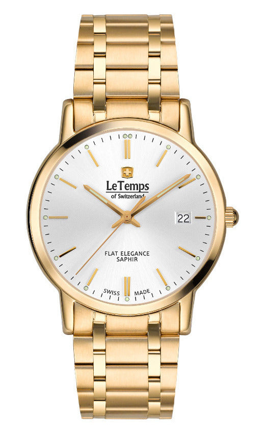 Flat Elegance Gent Herrenuhr mit vergoldetem Edelstahlarmband