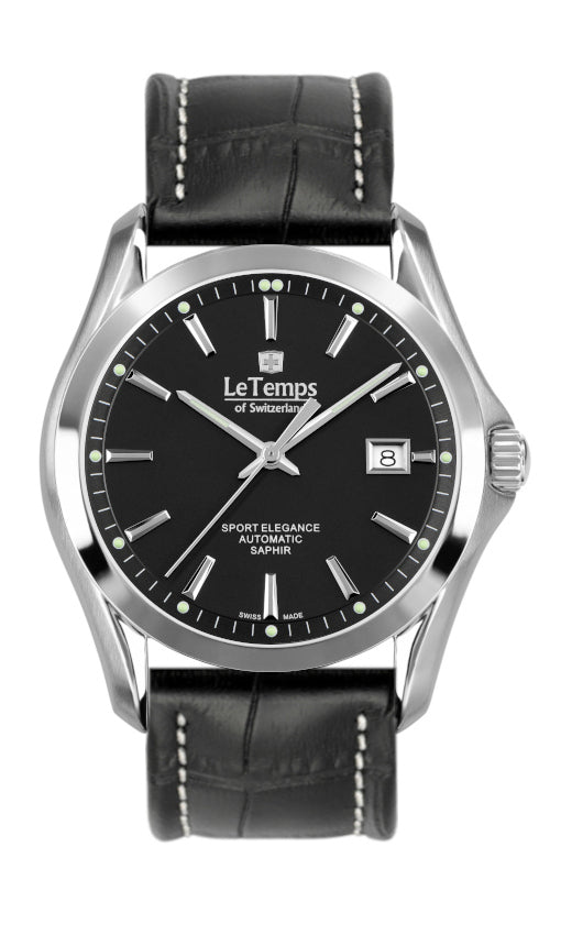 Sport Elegance Gent Automatik Herrenuhr mit silbernem Lederarmband