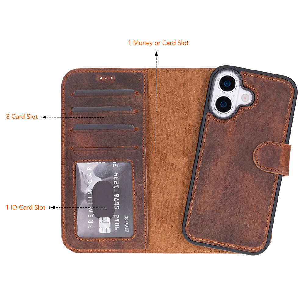 iPhone 17 Magic Wallet Echtleder Geldbörsenhülle