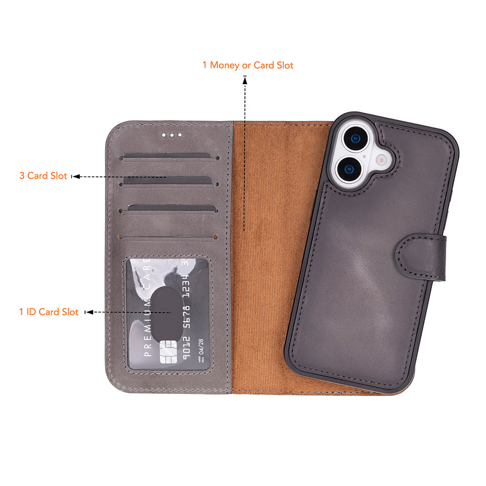 iPhone 17 Magic Wallet Echtleder Geldbörsenhülle