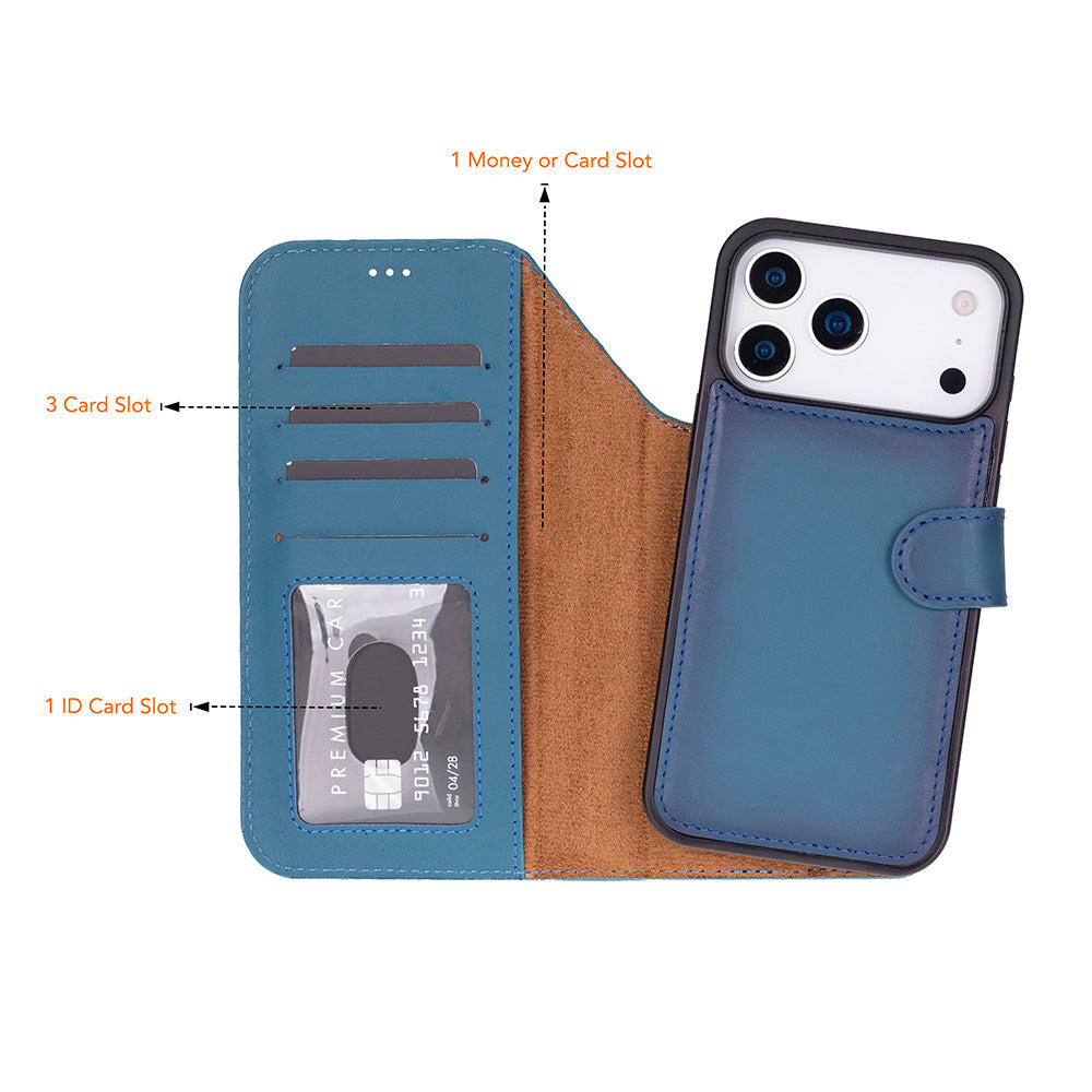 iPhone 17 Pro (6.3") Magic Wallet Echtleder Geldbörsenhülle