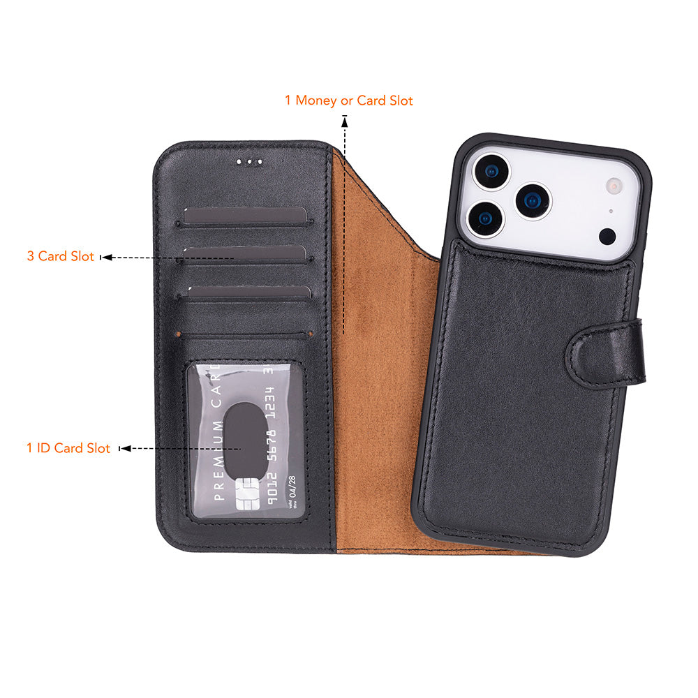 iPhone 17 Pro (6.3") Magic Wallet Echtleder Geldbörsenhülle