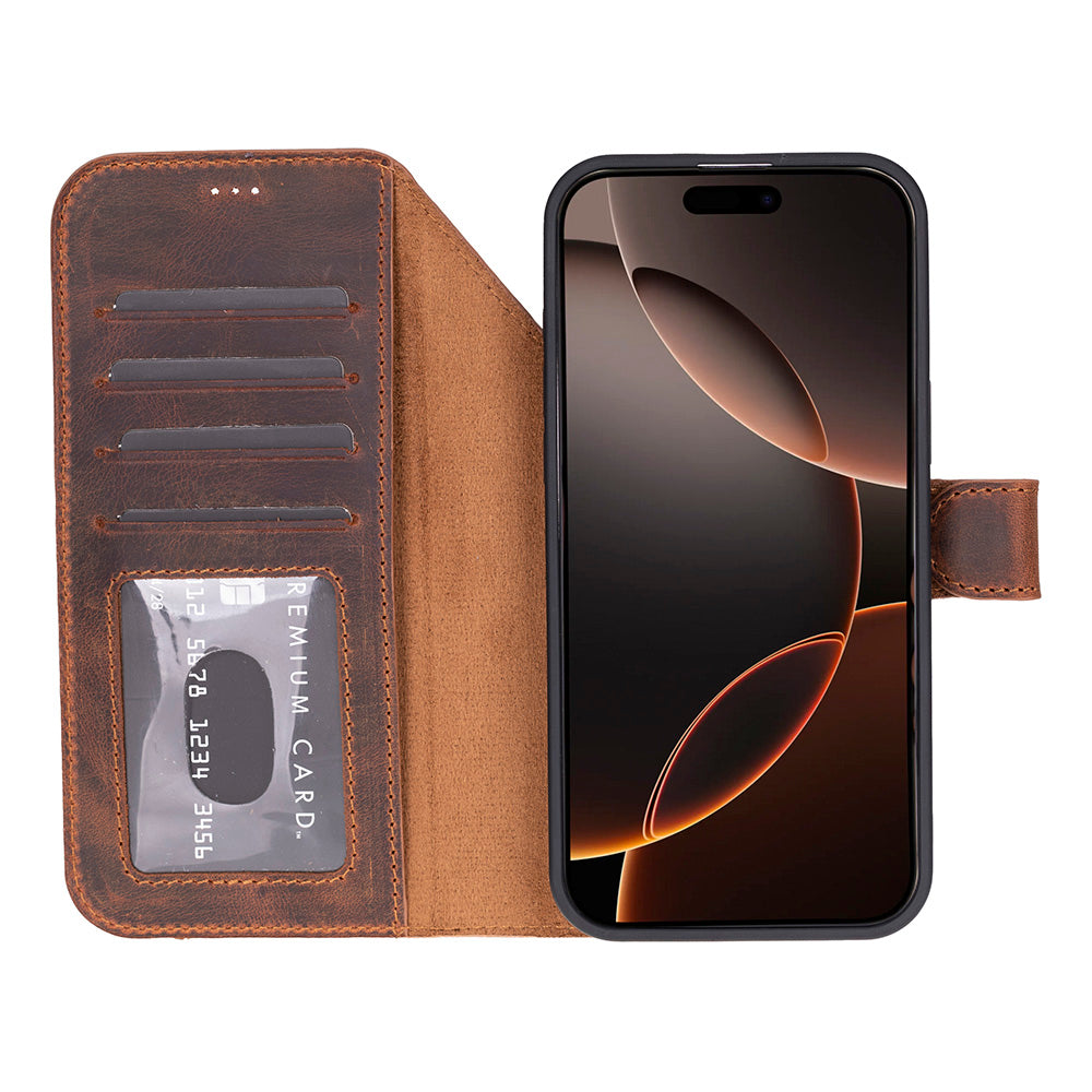 iPhone 17 Pro (6.3") Magic Wallet Echtleder Geldbörsenhülle