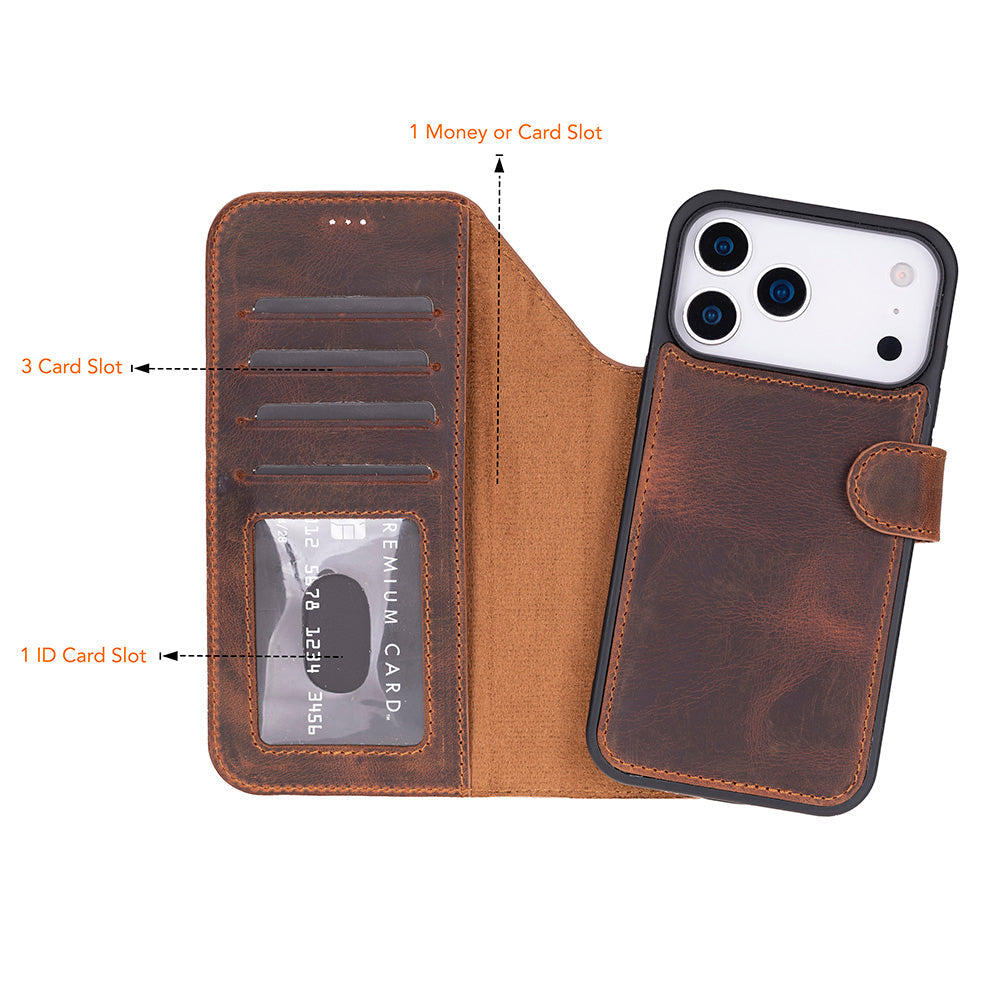 iPhone 17 Pro (6.3") Magic Wallet Echtleder Geldbörsenhülle