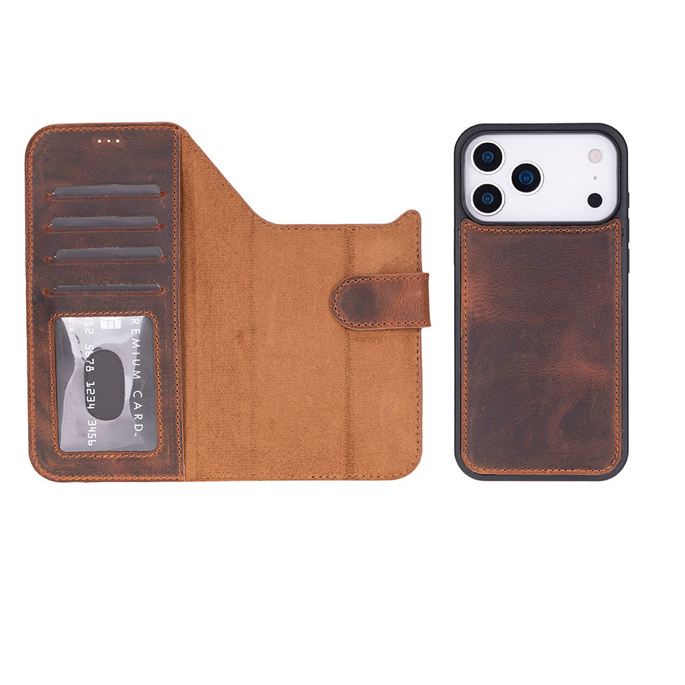 iPhone 17 Pro (6.3") Magic Wallet Echtleder Geldbörsenhülle
