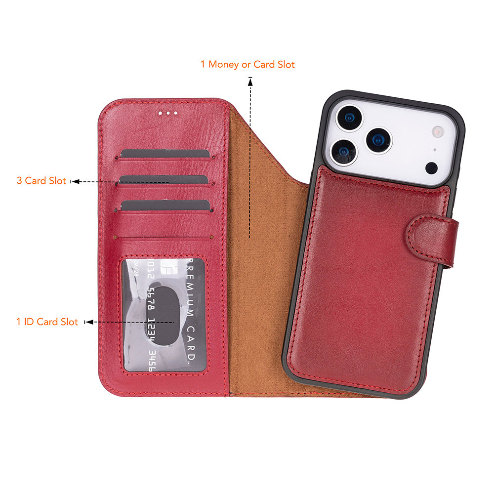 iPhone 17 Pro (6.3") Magic Wallet Echtleder Geldbörsenhülle