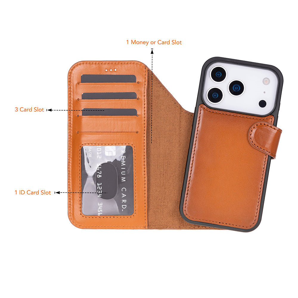 iPhone 17 Pro (6.3") Magic Wallet Echtleder Geldbörsenhülle
