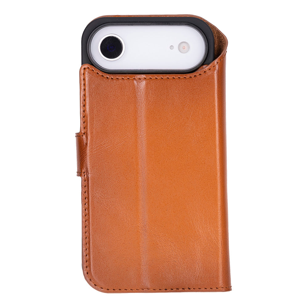 iPhone 17 Air Magic Wallet Echtleder Geldbörsenhülle (Rot, Schwarz, Tan, Rosa, Grau, Blau, Braun,)