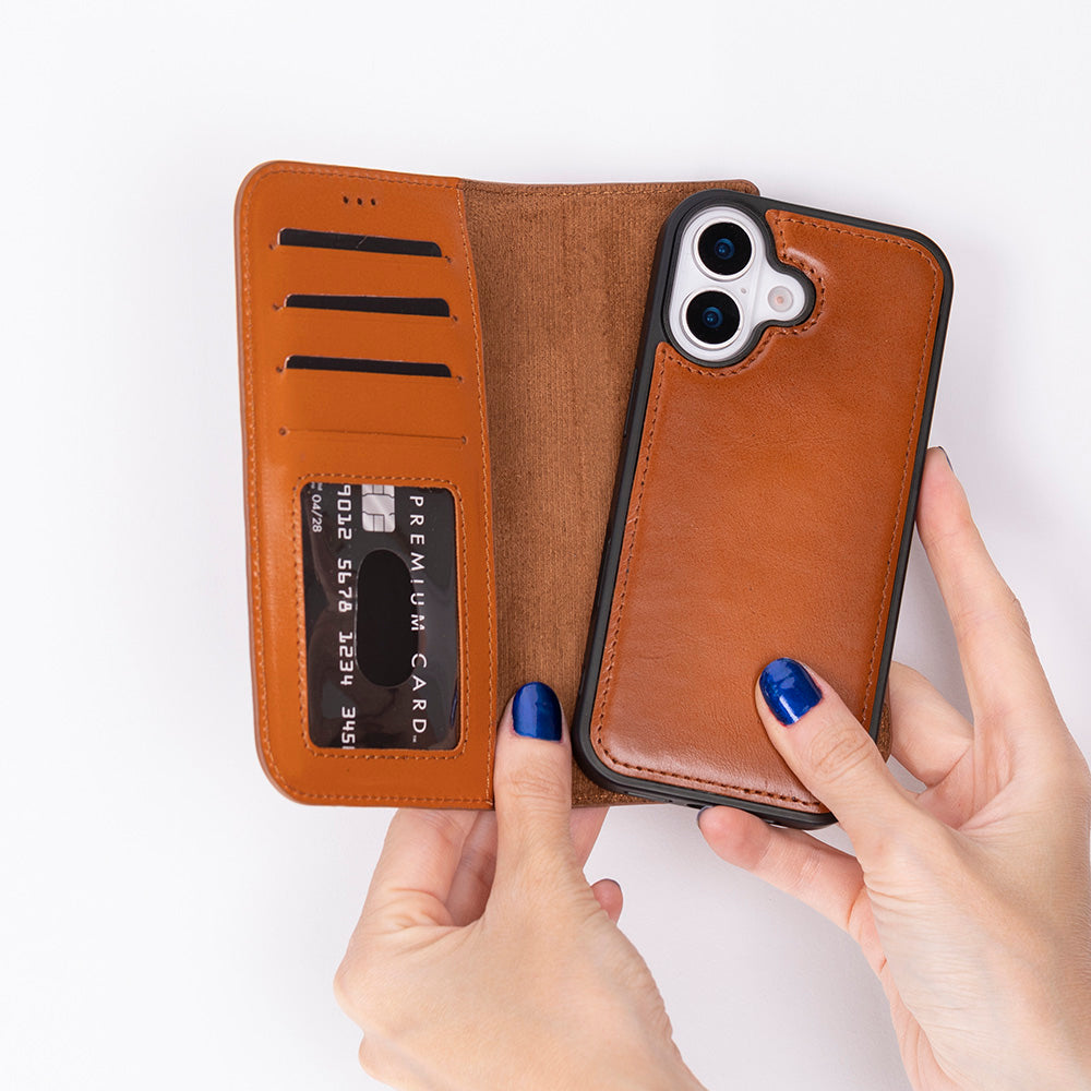 iPhone 17 Magic Wallet Echtleder Geldbörsenhülle