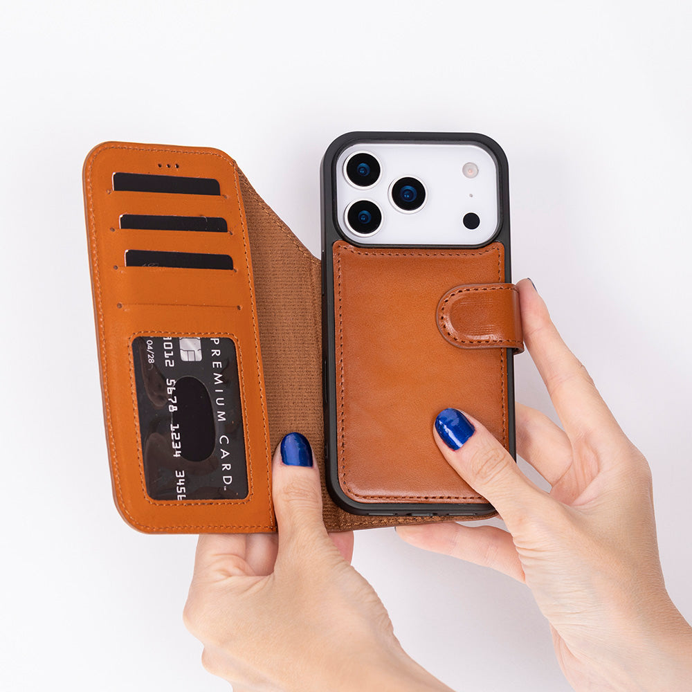 iPhone 17 Pro (6.3") Magic Wallet Echtleder Geldbörsenhülle