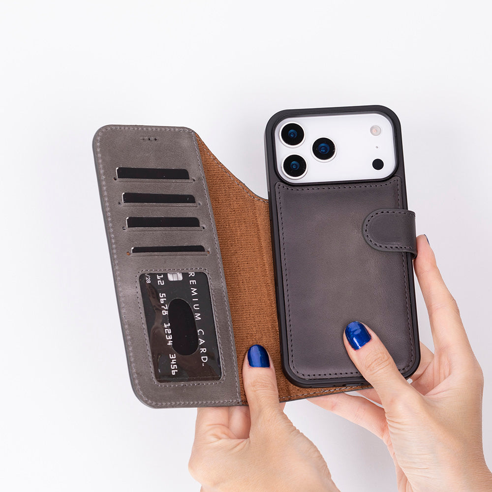 iPhone 17 Pro (6.3") Magic Wallet Echtleder Geldbörsenhülle