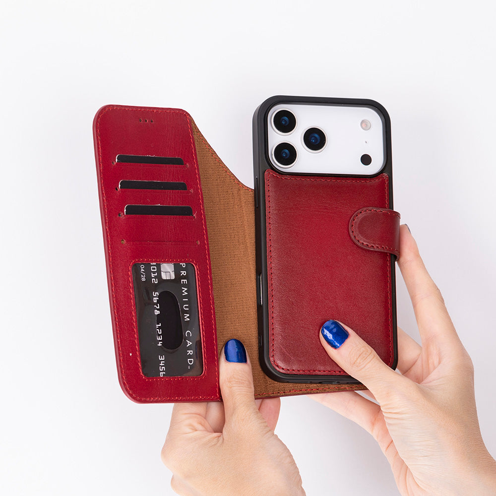 iPhone 17 Pro (6.3") Magic Wallet Echtleder Geldbörsenhülle