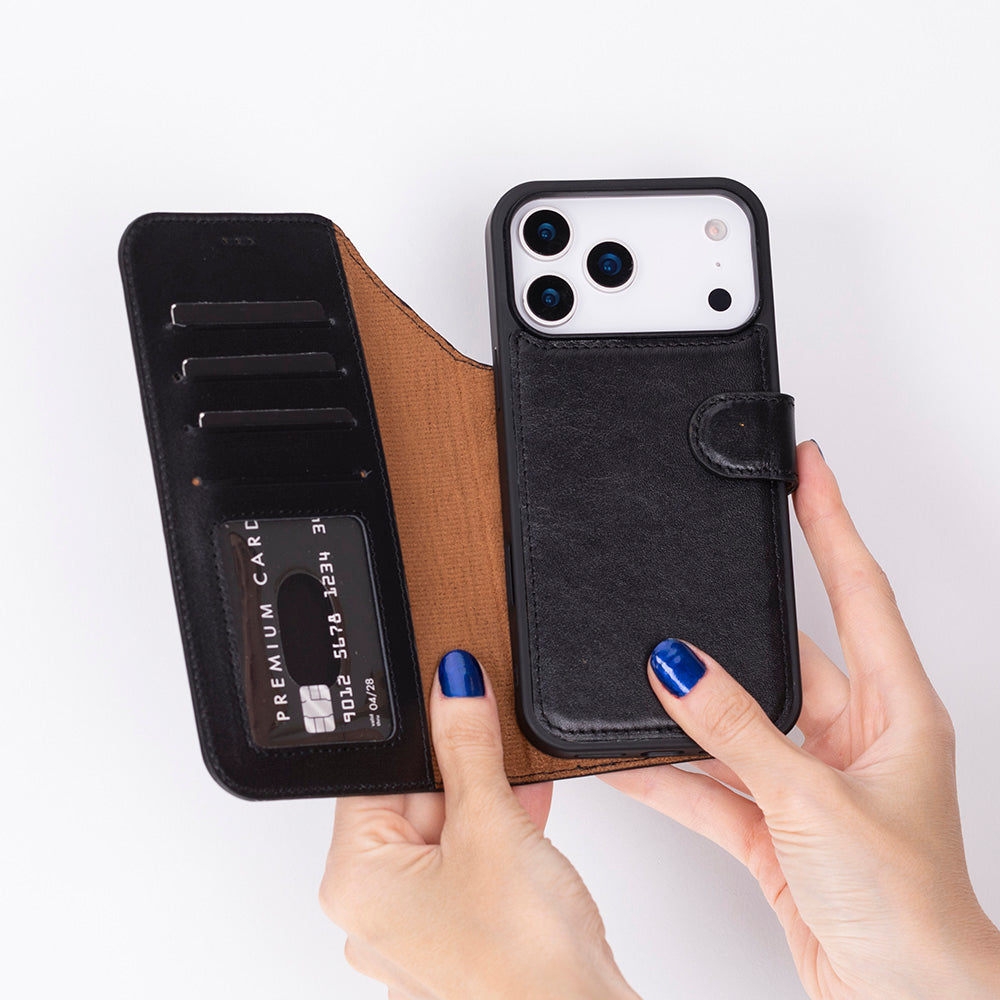 iPhone 17 Pro (6.3") Magic Wallet Echtleder Geldbörsenhülle