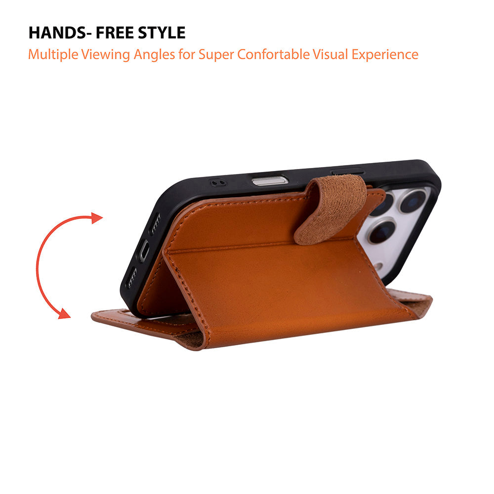 iPhone 17 Pro (6.3") Magic Wallet Echtleder Geldbörsenhülle