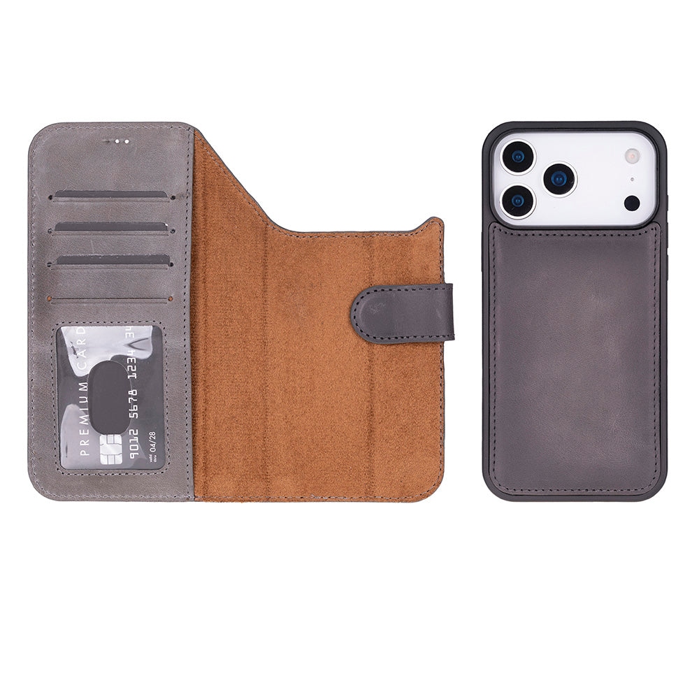 iPhone 17 Pro (6.3") Magic Wallet Echtleder Geldbörsenhülle