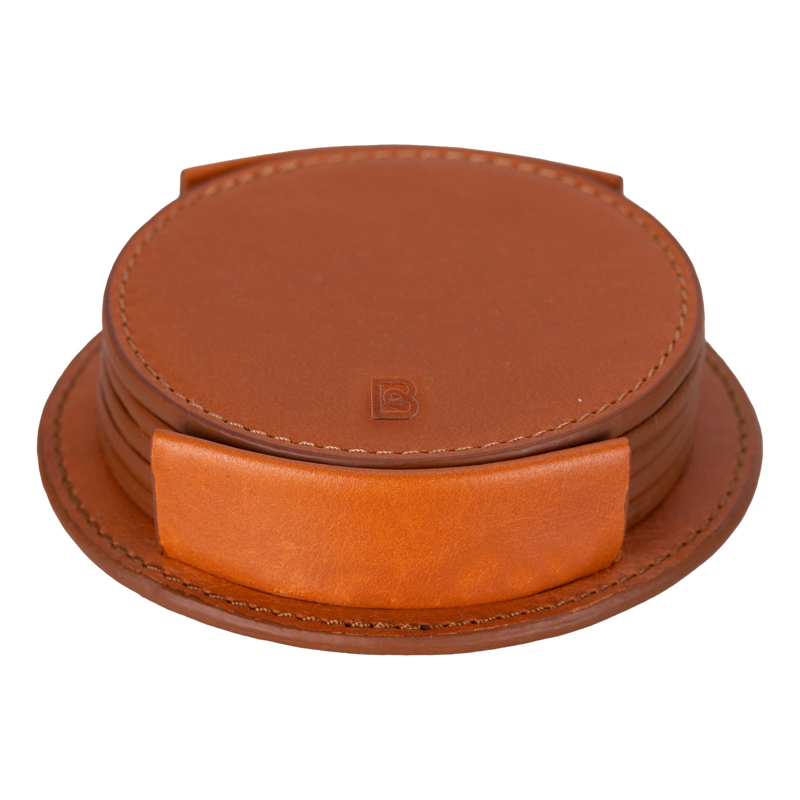 Lavion Handgefertigtes Leder Untersetzer-Set (5 Stück + Halter)