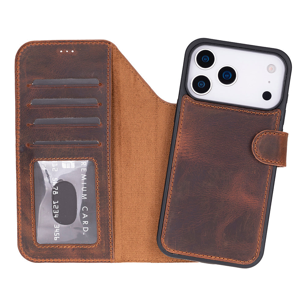 iPhone 17 Pro Max (6.9") Magic Wallet Echtleder Geldbörsenhülle