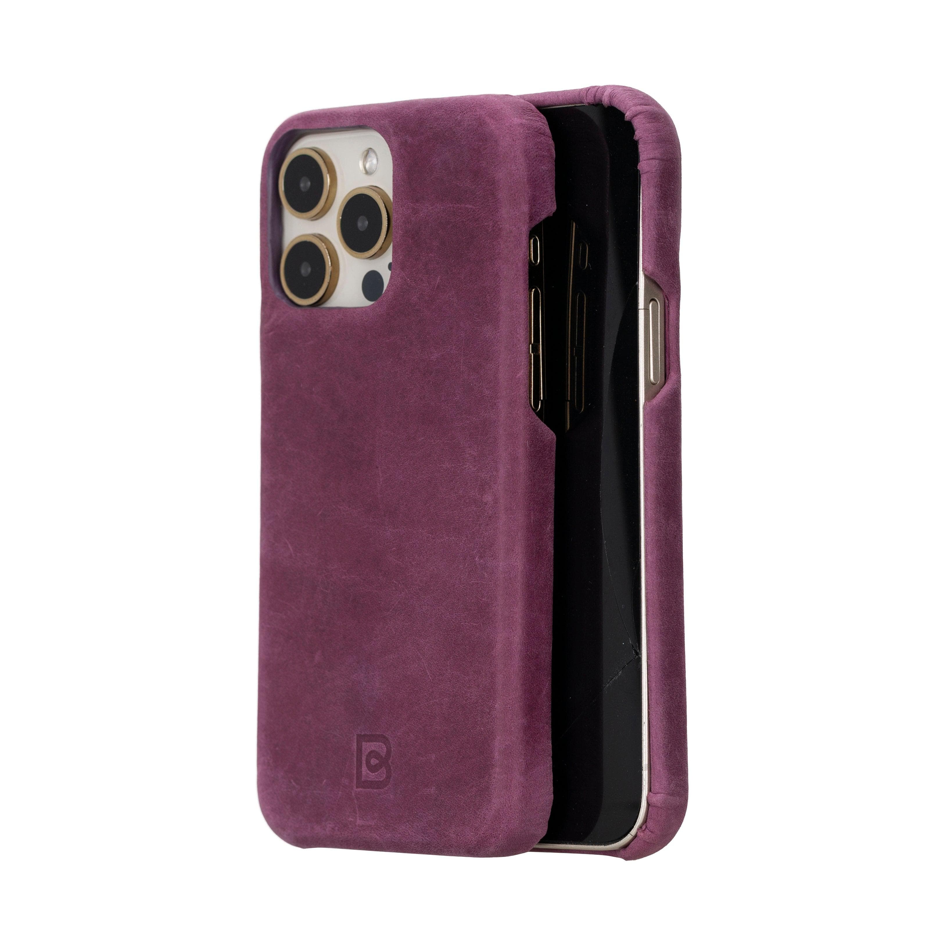 Apple iPhone 15 Series Full Leather Coating Back Cover iPhone 15 Pro Max / Purple Bouletta LTD