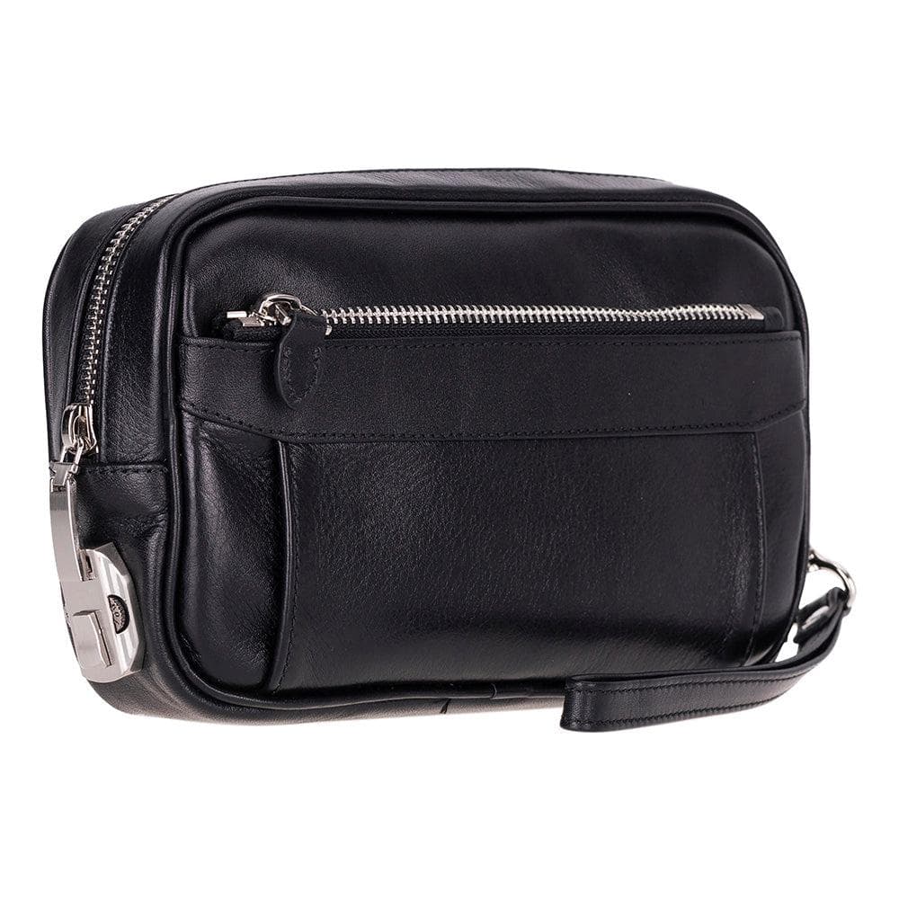 Handgelenktasche / Forge Lederhandtasche, Handtasche Schwarz