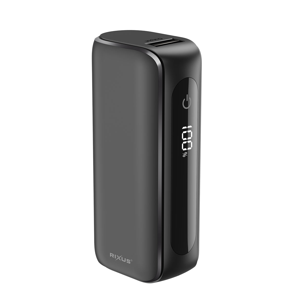 Rixus RXPB23 5000 mAh Kompakte Powerbank mit Digitalanzeige – Schwarz