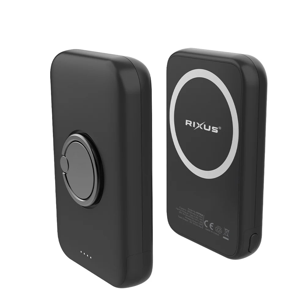 Rixus RXPB28 5000 mAh Magnetische Kabellose Powerbank – Type-C + Fingerring