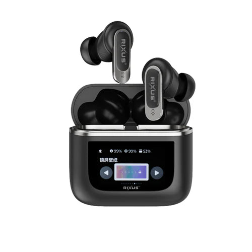 Rixus RXBH23 Kabellose Travel Pro In-Ear-Kopfhörer mit Touchscreen-Display – Schwarz