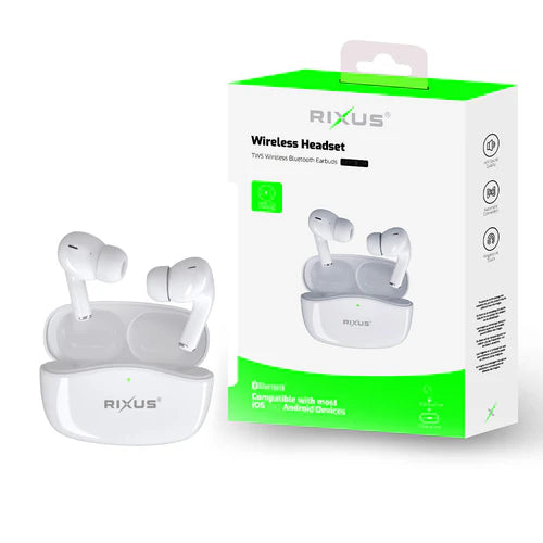 Rixus RXBT809A Kabelloses Headset mit Kristallklarer Geräuschunterdrückung – Weiss